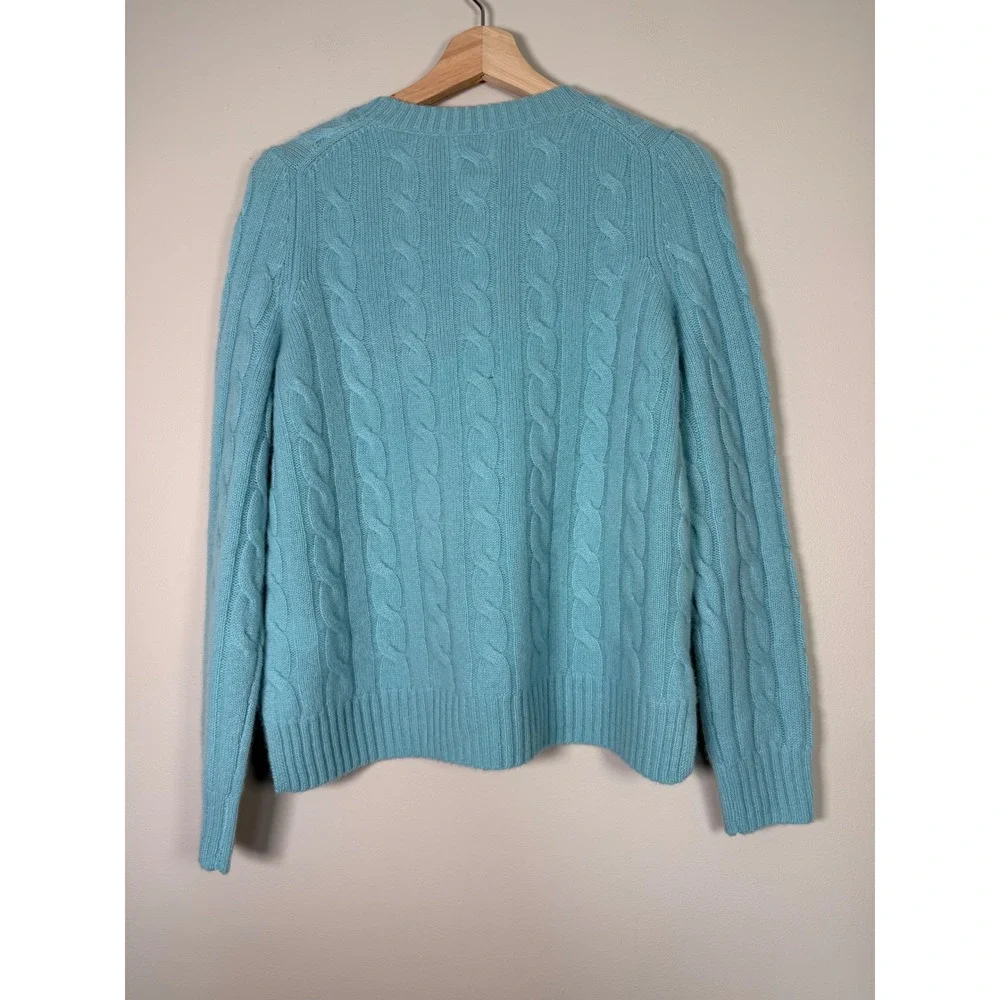 Joie Womens Light Blue 100% Cashmere Cable Knit Crew Neck Sweater Size Small NEW